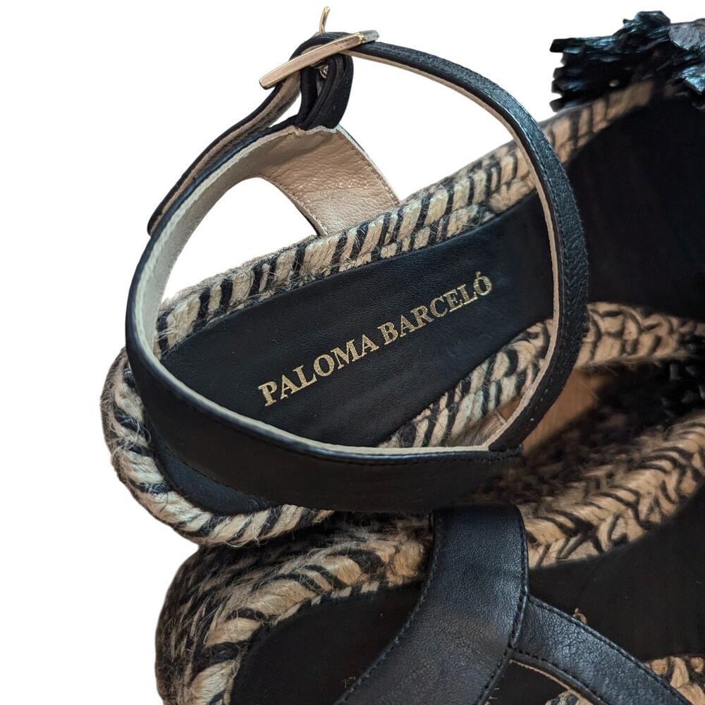 Paloma Barcelo Raffia Woven Fringe Espadrille Platform Sandals Size 38 - Picture 4 of 6